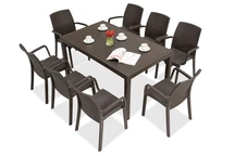 Hnedý nábytok z technoratanu Houston/Indiana pre 8 osôb