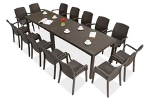 Jedálenský technoratanový komplet pre záhrady Houston/Indiana 14 hnedý Bica