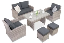 Nábytok technoratanový s taburetkami Parma Apetito 4 Garden Point sivý
