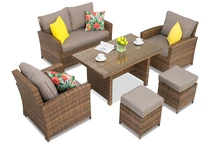 Ratanový nábytok s taburetkami Parma Apetito 4 Garden Point hnedý