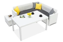 Rohová pohovka technoratanová so záhradným stolíkom Nebraska Comida 5 biela Bica