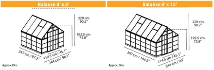 Rozširujúci modul skleníka Palram Balance 8x4 strieborný
