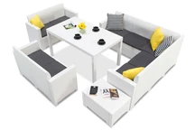 Súprava technoratanová s rohovou pohovkou Nebraska Comida 9 biela Bica