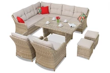 Súprava z technoratanu s taburetkami Toledo Comida 7 Garden Point béžová