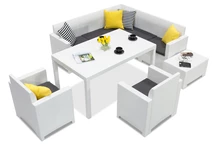 Technoratanová súprava s rohovou pohovkou a kreslami Nebraska Comida 7 biela Bica