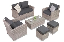 Záhradný nábytok Parma Coffee 4 s 2 pufami Garden Point sivé
