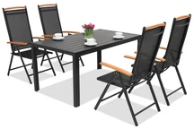 Hliníkový záhradný nábytok polywood Verona Wood pre 4 osôb Garden Point čierny