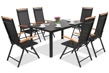 Hliníkový záhradný nábytok polywood Verona Wood pre 6 osôb Garden Point čierny
