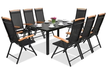 Hliníkový záhradný nábytok polywood Verona Wood pre 8 osôb Garden Point čierny