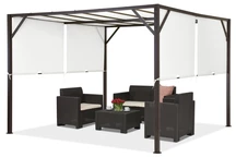 Kovová pergola na terasu Santorini 3 x 3 m hnedá-biela Garden Point