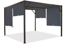 Kovová terasová pergola Santorini 3 x 3 m rám hnedý + strecha antracitová Garden Point