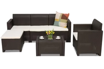 Obývací nábytok z technoratanu Nebraska Relax Corner 5 hnedý Bica