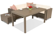 Rohová pohovka technoratanová so záhradným stolíkom Colorado Comida 5 cappuccino Bica