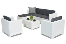 Súprava nábytku do obývačky z technoratanu Colorado Relax Corner 6 biela Bica