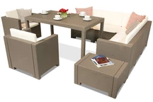 Súprava nábytku z technoratanu vo farbe cappuccino Colorado Comida 7 Bica