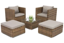 Záhradný nábytok z ratanu Roma Terrace + 2 pufy Garden Point hnedé