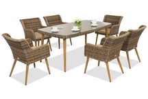 Záhradný nábytok z technoratanu Córdoba pre 6 osôb Garden Point hnedý