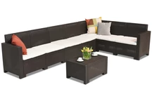 Rohová pohovka technoratanová v súprave Nebraska Corner Max 7 hnedá Bica