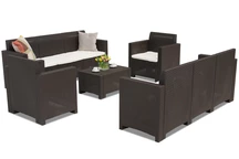 Súprava technoratanového nábytku Nebraska Coffee pre 8 osôb hnedá Bica