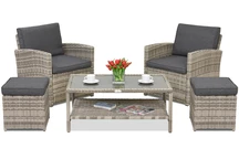 Záhradný nábytok Monaco Terrace + 2 pufy Garden Point svetlosivý