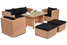 Záhradný technoratanový nábytok Rím Apetito 5 + 2 taburetky Garden Point medové