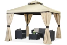 Krémový záhradný pavilón s závesmi Valencia 3x3m Garden Point