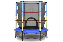 Mini záhradná trampolína s vnútornou sieťou 140 cm Jump Hero modrá a žltá