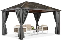 Pavilón Milos 3x4m so závesmi Garden Point sivý