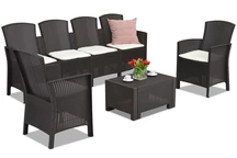 Technorattanová súprava s predĺženou pohovkou Lido Coffee 6 Max hnedá Bica