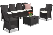 Technorattanová súprava s predĺženou pohovkou Lido Coffee Box Max 6 hnedá Bica