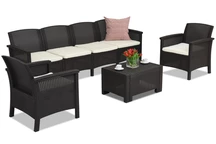 Venezia Coffee 6 Max Bica hnedá technorattanová súprava s predĺženou pohovkou