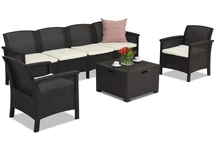 Venezia Coffee Box Max 6 Bica hnedý technorattanový set s predĺženou pohovkou