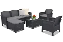 Venezia Relax Corner 6 antracitová Bica technorattanová súprava nábytku do obývačky