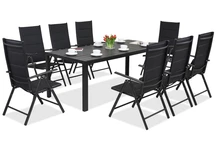 Záhradný nábytok hliníkový polywood s veľkým stolom Verona pre 8 ľudí Garden Point čierny