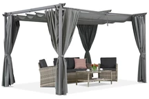 Antracitová pergola na terasu so závesmi La Palma 3x4 Garden Point