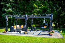 Barbados terasová pergola 3x6 m so závesmi Garden Point antracitová