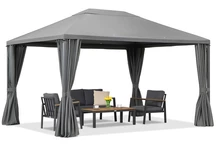 Antracitový záhradný pavilón so závesmi Madrid 3 x 4 m Garden Point