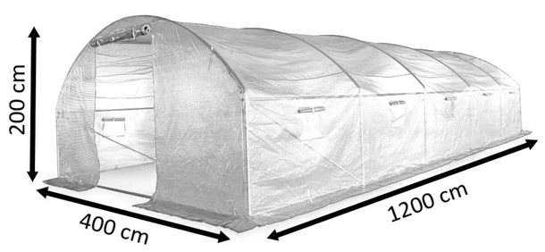 Wymiary produktu Fólia pre 4x12m tunel Garden Point zelená - 400x1200x200