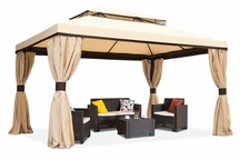 Krémový záhradný pavilón so závesmi Valencia 4x4 m Garden Point