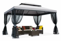 Šedý záhradný pavilón s moskytiérou Valencia 4x4 m Garden Point