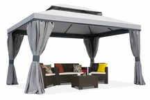 Sivý záhradný pavilón so závesmi Valencia 4x4m Garden Point