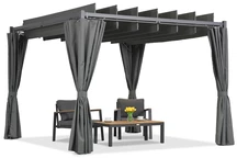 Antracitová terasová pergola Malaga 3x4 m so závesmi Garden Point