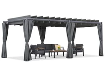 Antracitová terasová pergola Malaga 3x6 m so závesmi Garden Point