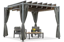 Antracitová terasová pergola Paros 3x3 m so závesmi Garden Point