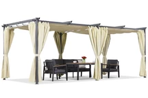 Béžová terasová pergola so závesmi La Palma 3x6 Garden Point
