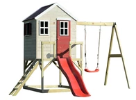 Drevený domček Antek IV so šmykľavkou a hojdačkou