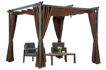 Hnedá terasová pergola La Palma 3x3 m so závesmi Garden Point