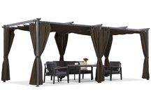 Hnedá terasová pergola La Palma 3x6 m so závesmi Garden Point