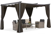 Hnedá terasová pergola La Palma 4x4m so závesmi Garden Point