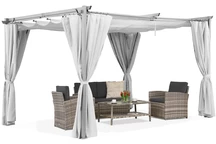 La Palma 4x4m biela terasová pergola so závesmi Garden Point
